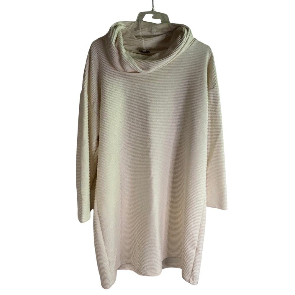 Cremieux Ivory Ribbed Cowl Neck Sweater Womens Large Pullover